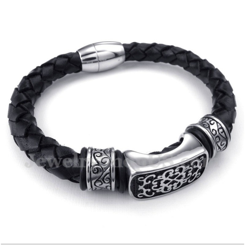 Pulsera De Cuero De Titanio Para Hombre Pulsera De Cuero De Titanio Para Hombre
