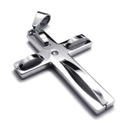 Colgante De Titanio Con Forma De Cruz Ondulada De Moda