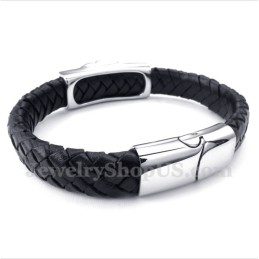 Pulsera De Cuero Con Cabeza De León De Titanio Para Hombre