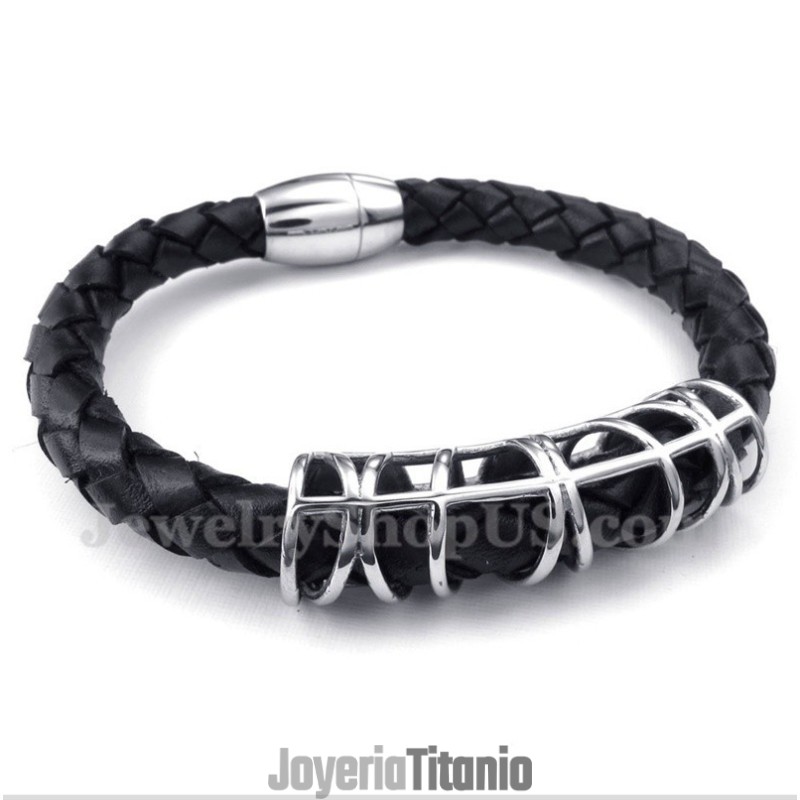 Pulsera De Cuero De Titanio Para Hombre