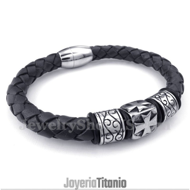 Pulsera De Cuero De Titanio Para Hombre Pulsera De Cuero De Titanio Para Hombre