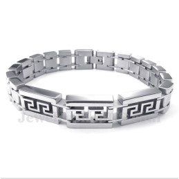Pulsera De Titanio Con Diseño De Meandro Griego Para Hombre