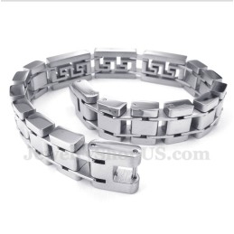 Pulsera De Titanio Con Diseño De Meandro Griego Para Hombre