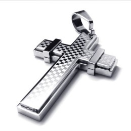 Colgante De Titanio Con Cruz De Moda (Plata)