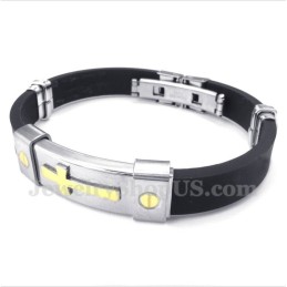Pulsera Cruzada De Caucho Y Titanio Para Hombre