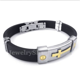 Pulsera Cruzada De Caucho Y Titanio Para Hombre
