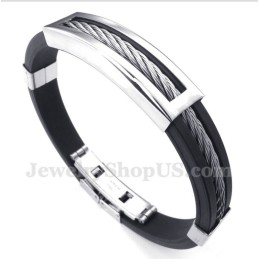 Pulsera De Cable De Caucho Y Titanio Para Hombre