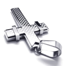 Colgante De Titanio Con Cruz De Moda (Plata)