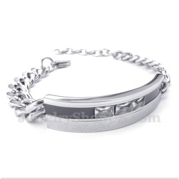 Pulsera De Titanio Con Cristales Negros Para Hombre