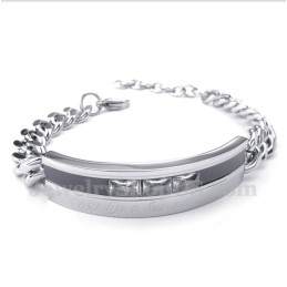 Pulsera De Titanio Con Cristales Negros Para Hombre
