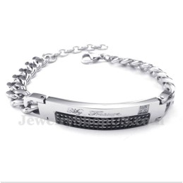 Pulsera De Titanio Con Diamantes Negros Para Hombre