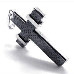 Colgante De Titanio Con Forma De Cruz De Moda (Negro)