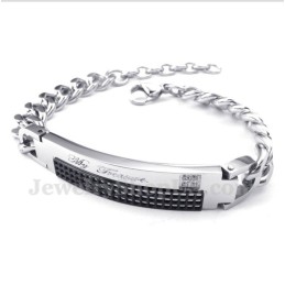 Pulsera De Titanio Con Diamantes Negros Para Hombre