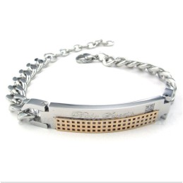 Pulsera De Titanio Con Diamantes Para Mujer