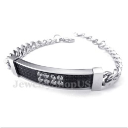 Pulsera De Titanio Con Diamantes Negros Para Hombre