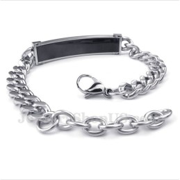 Pulsera De Titanio Con Diamantes Negros Para Hombre