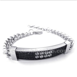 Pulsera De Titanio Con Diamantes Negros Para Hombre
