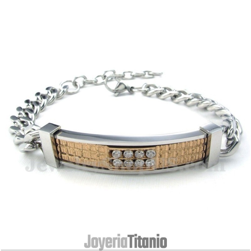 Pulsera De Pareja De Titanio, Oro Y Diamantes Para Mujer