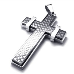 Colgante De Titanio Con Forma De Cruz De Moda (Negro)