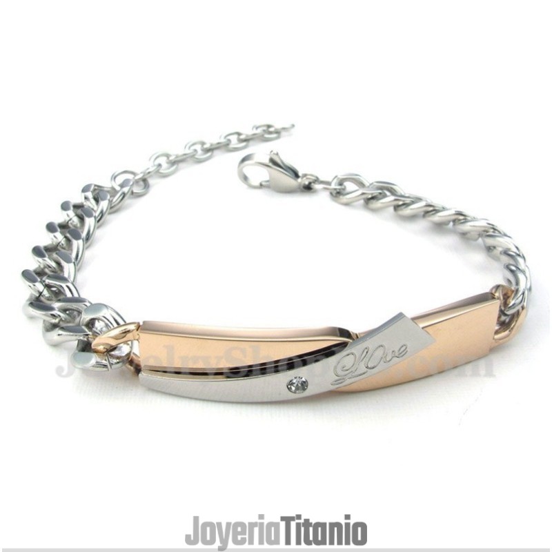 Pulsera De Pareja De Titanio Y Oro Para Mujer Pulsera De Pareja De Titanio Y Oro Para Mujer