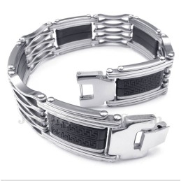 Pulsera De Titanio Con Diseño De Meandro Griego Para Hombre