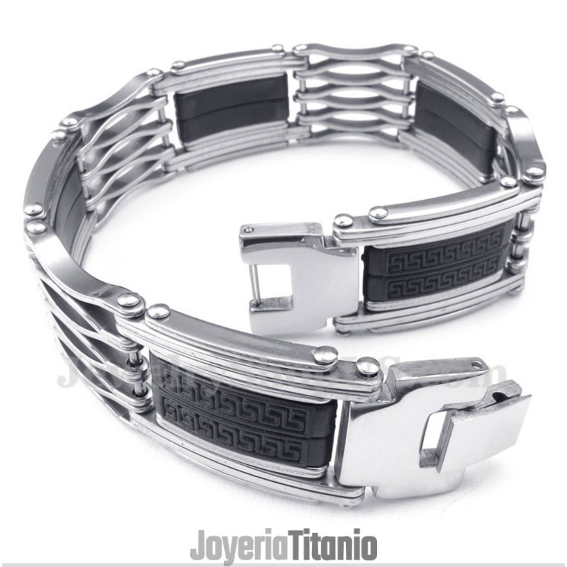 Pulsera De Titanio Con Diseño De Meandro Griego Para Hombre Pulsera De Titanio Con Diseño De Meandro Griego Para Hombre