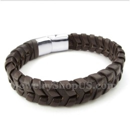 Pulsera De Titanio Y Cuero Para Hombre