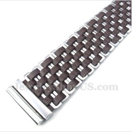 Pulsera De Titanio Y Cuero Para Hombre