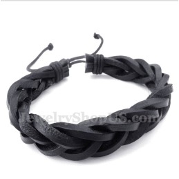 Pulsera De Titanio Y Cuero Para Hombre