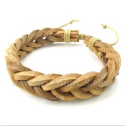 Pulsera De Titanio Y Cuero Para Hombre