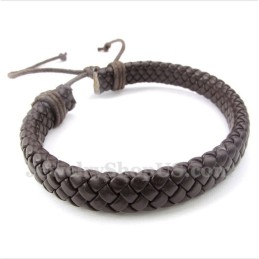 Pulsera De Titanio Y Cuero Para Hombre