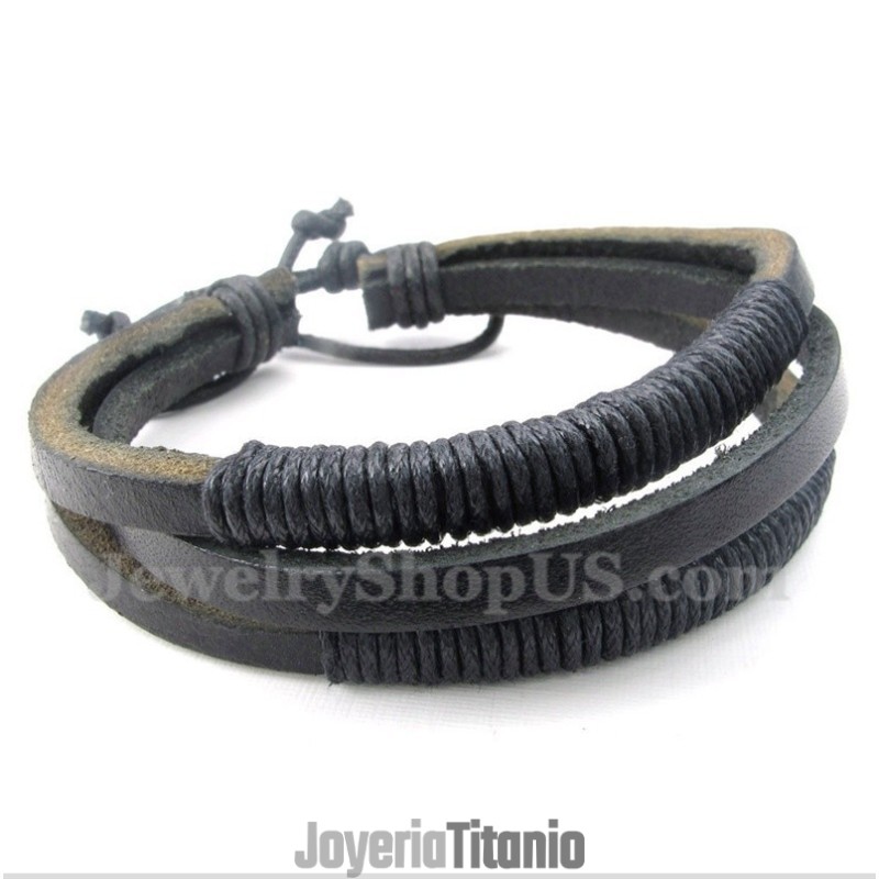 Pulsera De Titanio Y Cuero Para Hombre Pulsera De Titanio Y Cuero Para Hombre