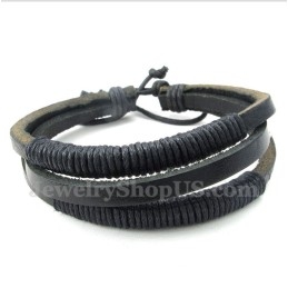 Pulsera De Titanio Y Cuero Para Hombre