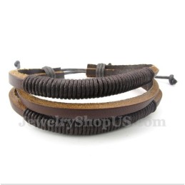 Pulsera De Titanio Y Cuero Para Hombre