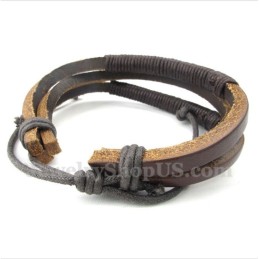 Pulsera De Titanio Y Cuero Para Hombre