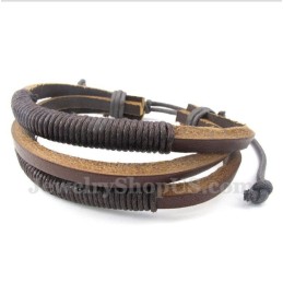 Pulsera De Titanio Y Cuero Para Hombre
