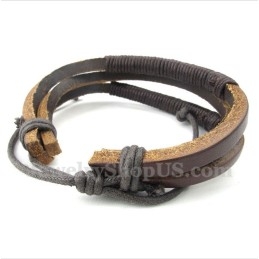 Pulsera De Titanio Y Cuero Para Hombre