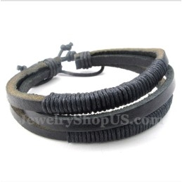 Pulsera De Titanio Y Cuero Para Hombre