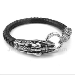 Pulsera De Titanio Y Cuero Para Hombre