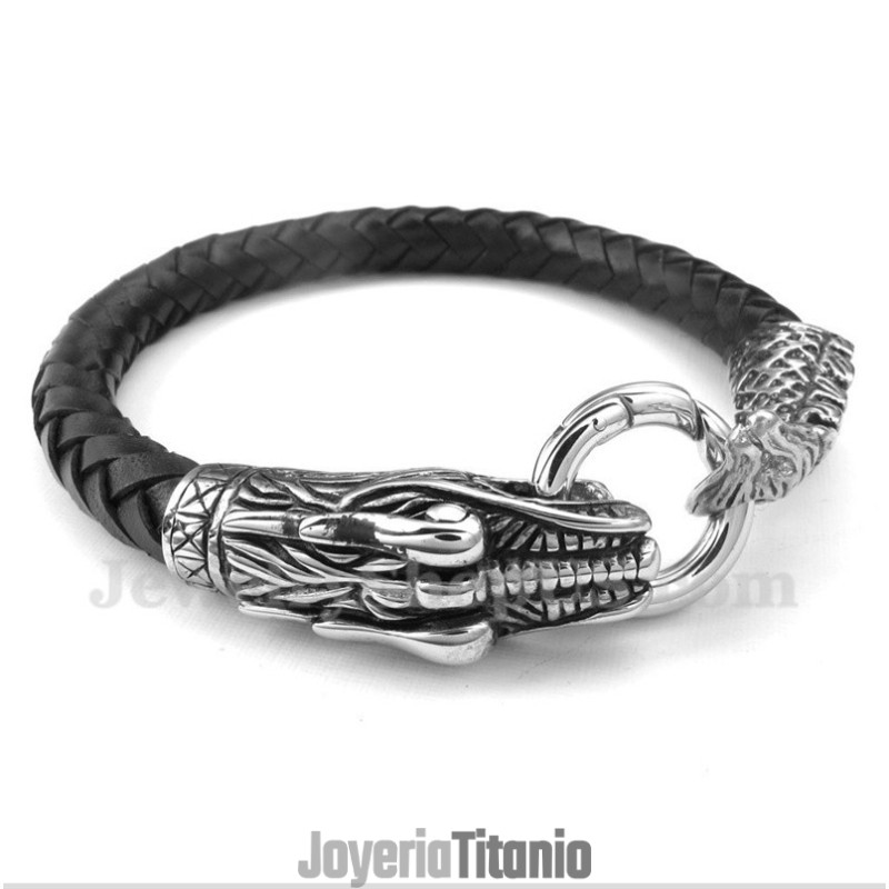 Pulsera De Titanio Y Cuero Para Hombre Pulsera De Titanio Y Cuero Para Hombre