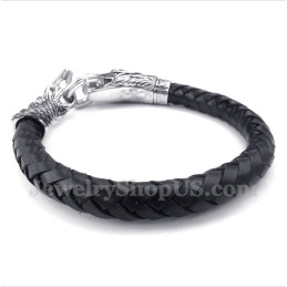 Pulsera De Titanio Y Cuero Para Hombre