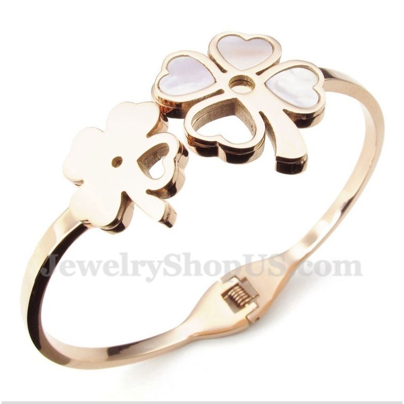 Pulsera De Trébol De Titanio Y Oro Rosa Para Hombre