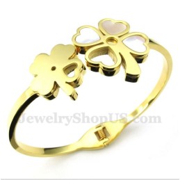 Pulsera De Trébol De Oro Y Titanio Para Hombre