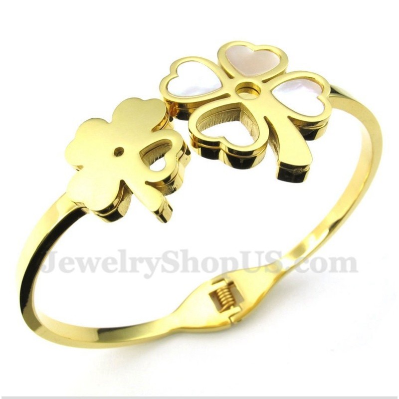 Pulsera De Trébol De Oro Y Titanio Para Hombre Pulsera De Trébol De Oro Y Titanio Para Hombre