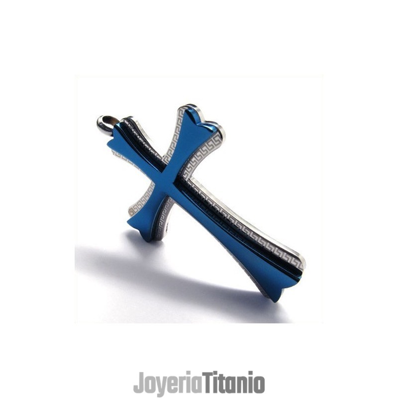 Nuevo Colgante De Titanio Con Forma De Cruz (Azul) Nuevo Colgante De Titanio Con Forma De Cruz (Azul)