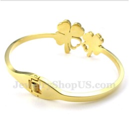 Pulsera De Trébol De Oro Y Titanio Para Hombre