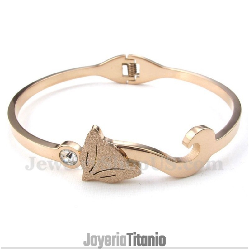 Pulsera De Zorro De Titanio Y Oro Rosa Para Hombre Pulsera De Zorro De Titanio Y Oro Rosa Para Hombre