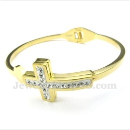 Pulsera De Cruz De Oro Y Titanio Para Hombre
