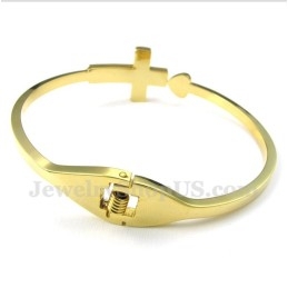 Pulsera De Cruz De Oro Y Titanio Para Hombre
