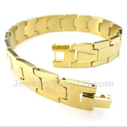 Pulsera De Titanio Dorado Para Hombre